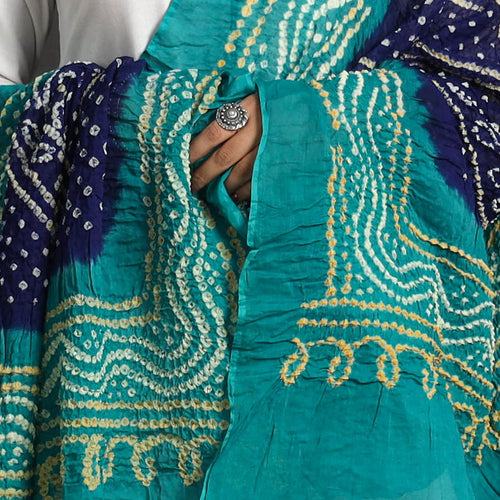 Blue - Kutch Tie-Dye Cotton Bandhani Dupatta 48