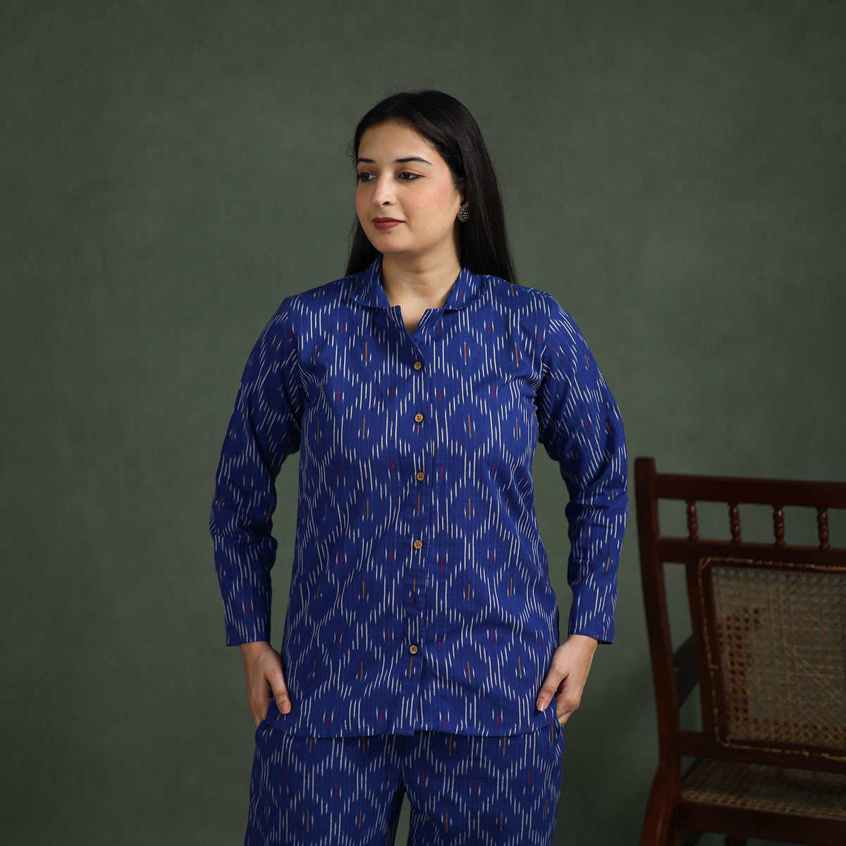 Pochampally Ikat Cotton Night Suit Set for Women 15
