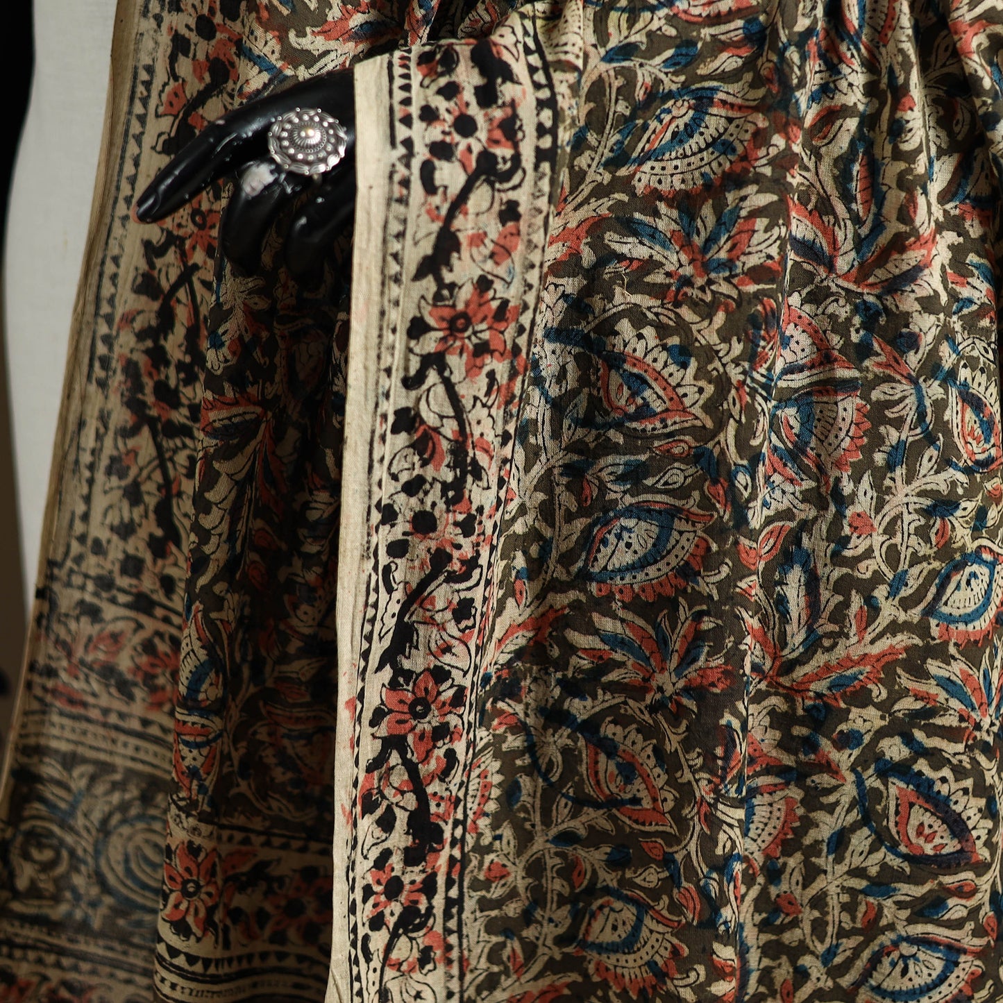 Kalamkari Hand Block Print Natural Dyed Cotton Dupatta 118