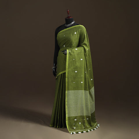 Bengal Pure Mul Cotton Jamdani Saree with Tassels 10