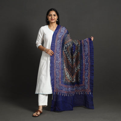 Blue - Kutch Tie-Dye Cotton Bandhani Dupatta 50