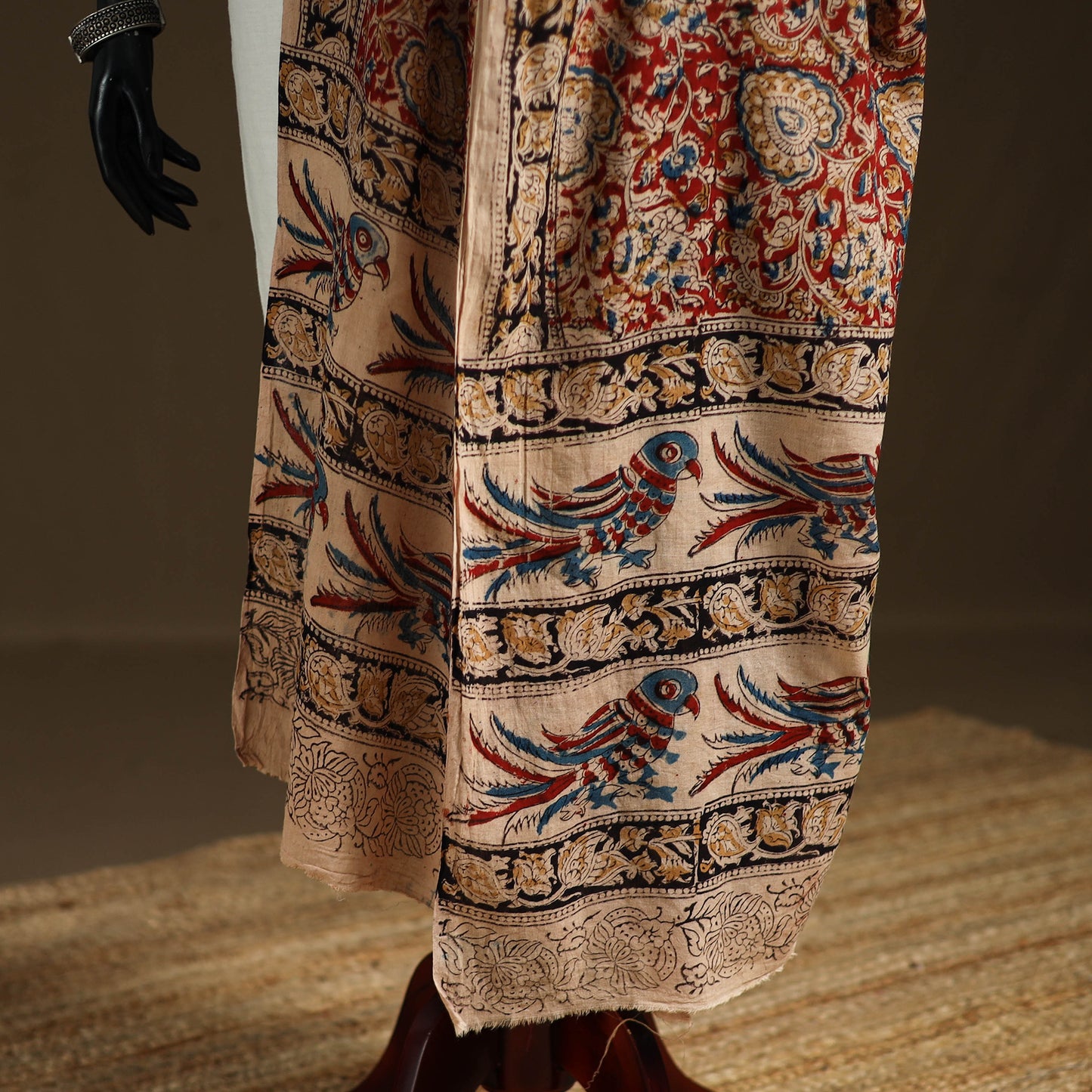 Kalamkari Hand Block Print Natural Dyed Cotton Dupatta 119