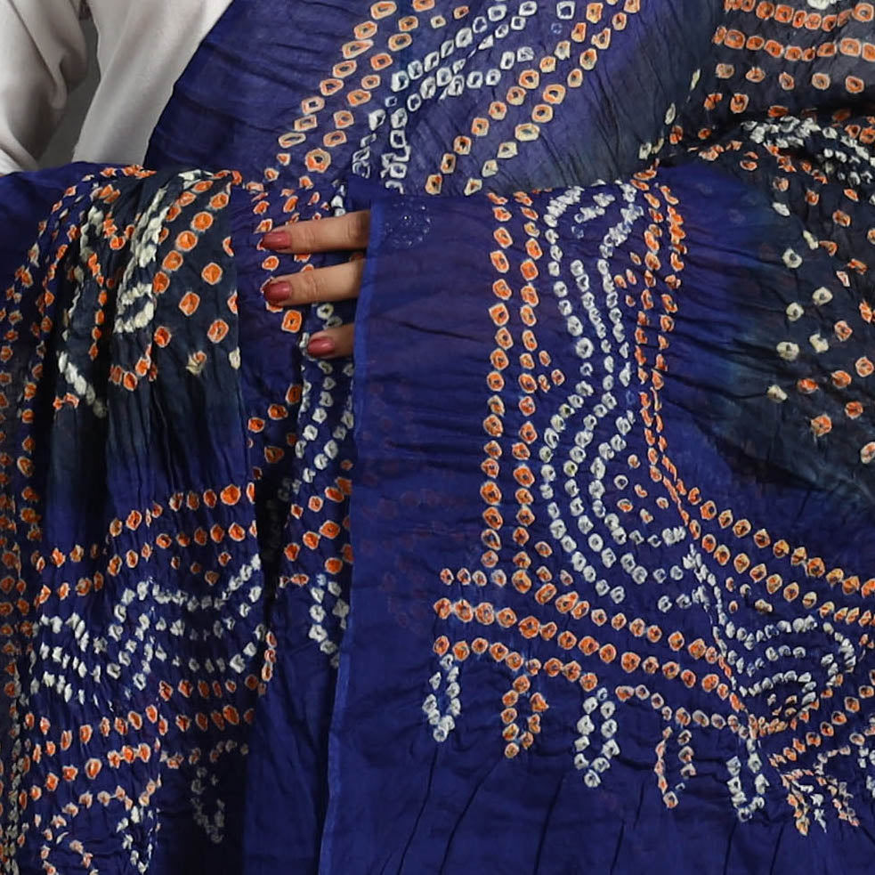 Blue - Kutch Tie-Dye Cotton Bandhani Dupatta 50