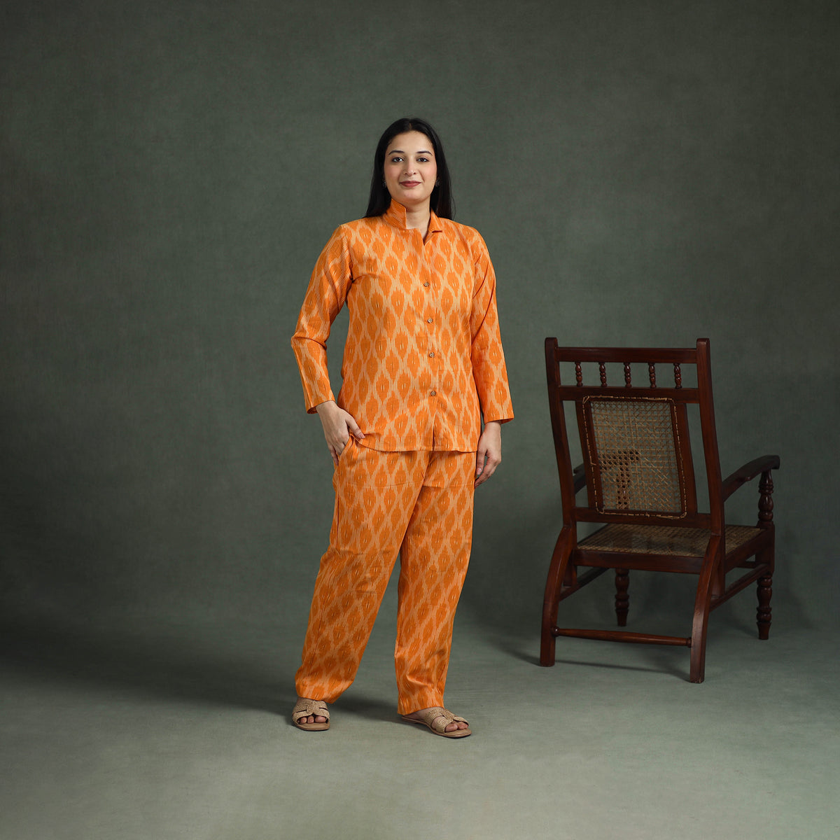 Pochampally Ikat Cotton Night Suit Set for Women 14