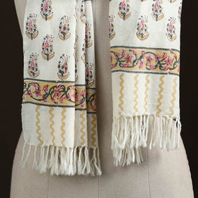 Sanganeri Hand Block Print Pure Merino Wool Handwoven Stole 01