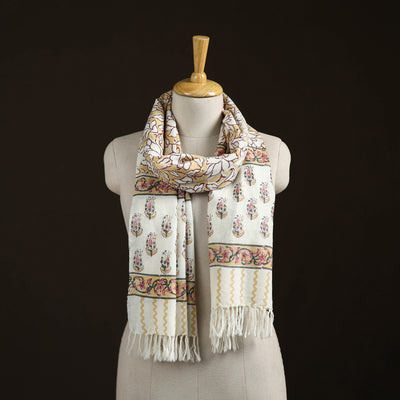 Sanganeri Hand Block Print Pure Merino Wool Handwoven Stole 01