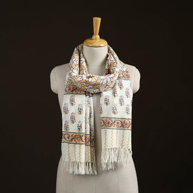 Sanganeri Hand Block Print Pure Merino Wool Handwoven Stole 01