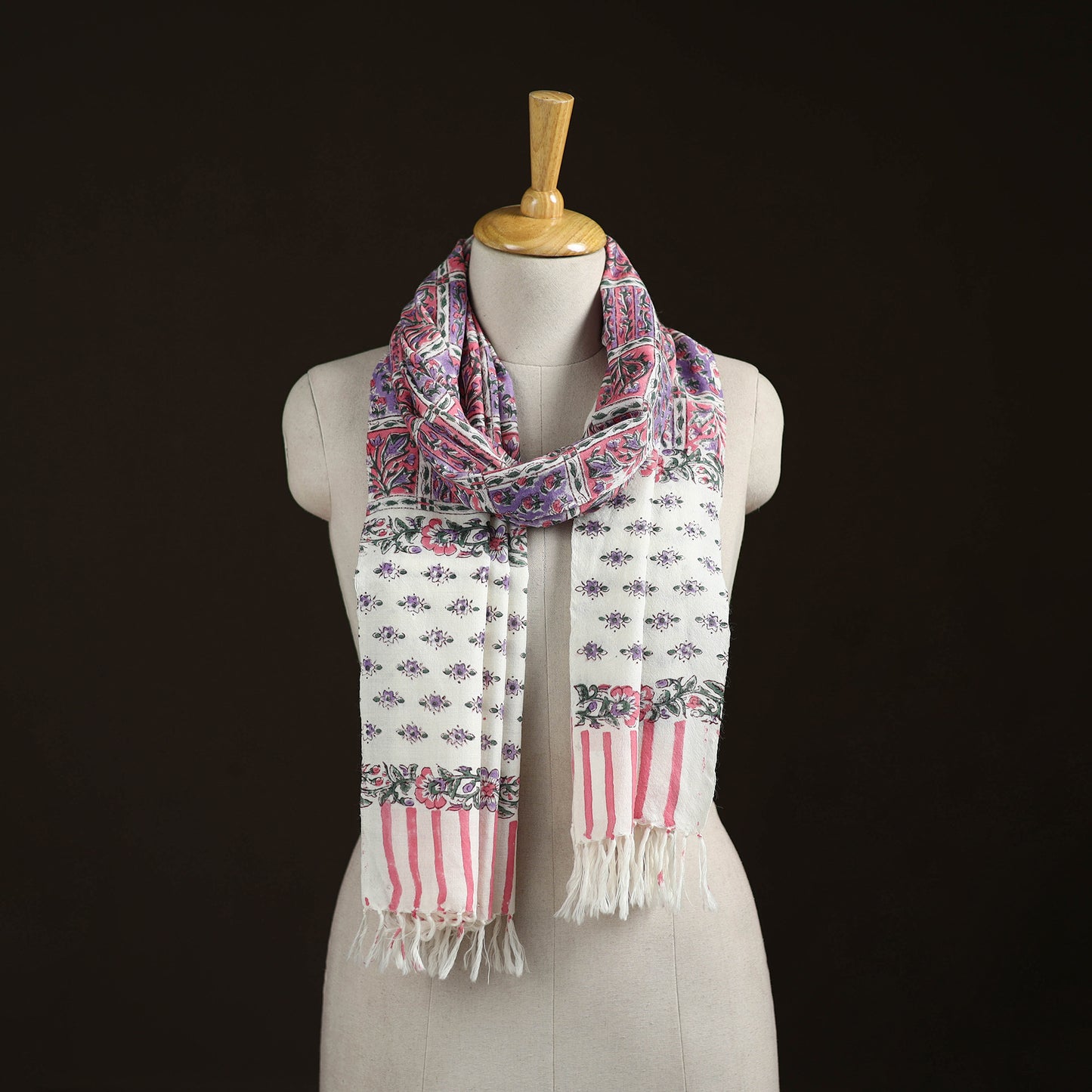Sanganeri Hand Block Print Pure Merino Wool Handwoven Stole 02