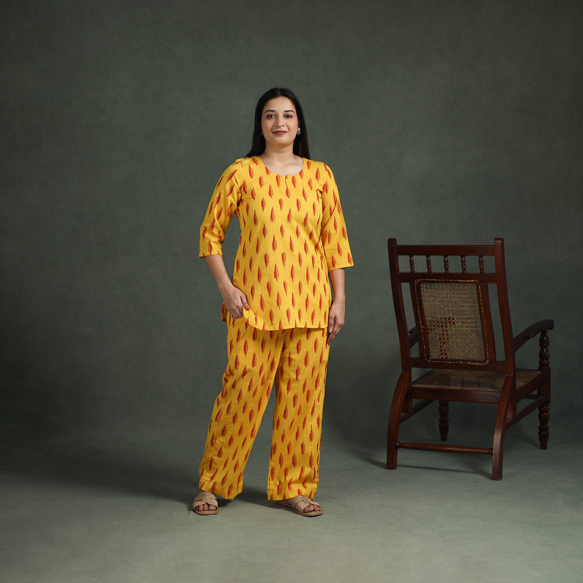 Pochampally Ikat Cotton Night Suit Set for Women 16