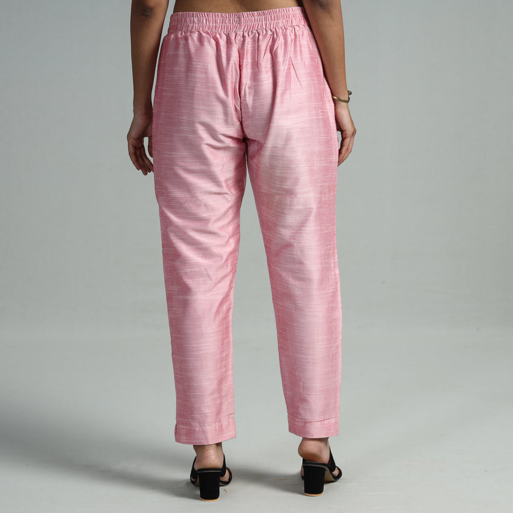 Baby Pink - Silk Tapered Casual Pant for Women 02