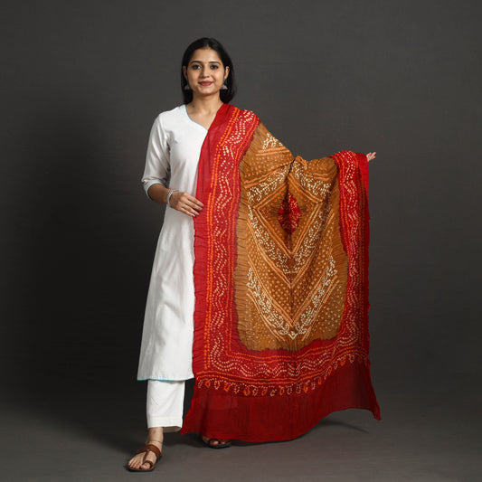 Brown - Kutch Tie-Dye Cotton Bandhani Dupatta 55