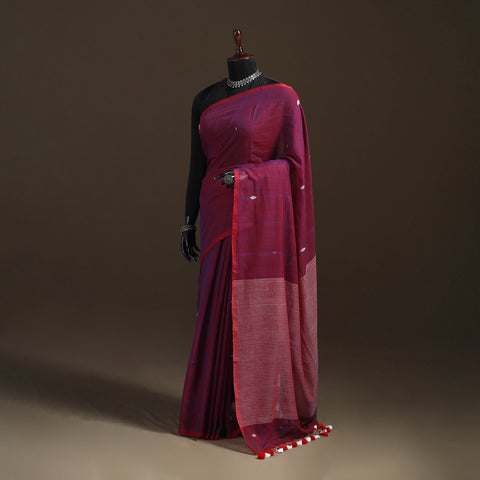 Bengal Pure Mul Cotton Jamdani Saree with Tassels 13
