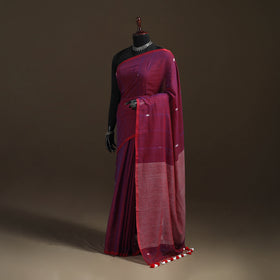 Bengal Pure Mul Cotton Jamdani Saree with Tassels 13