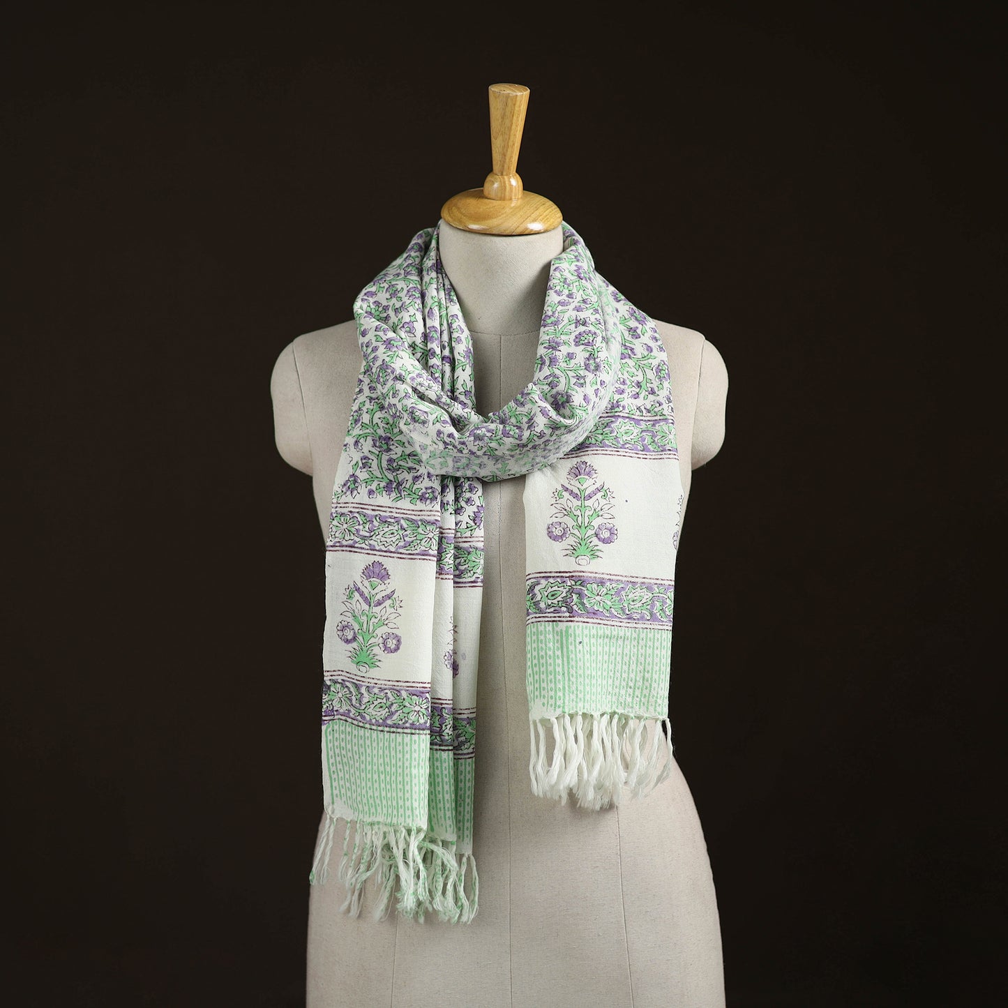 Sanganeri Hand Block Print Pure Merino Wool Handwoven Stole 03