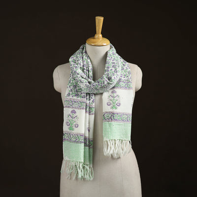 Sanganeri Hand Block Print Pure Merino Wool Handwoven Stole 03