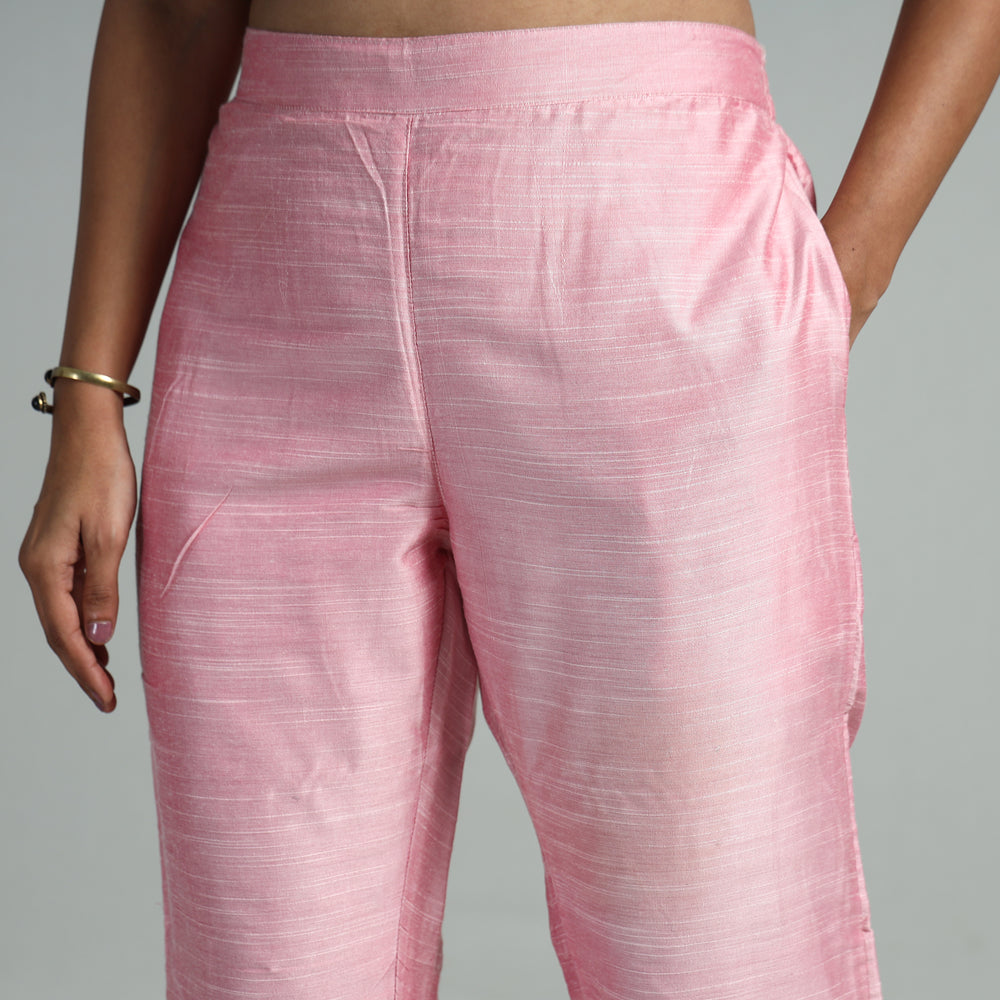 Baby Pink - Silk Tapered Casual Pant for Women 02