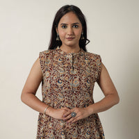 Maroon - Pedana Kalamkari Block Printed Cotton Dress 15