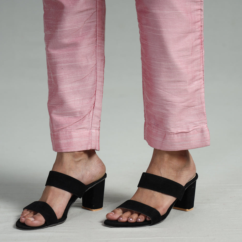 Baby Pink - Silk Tapered Casual Pant for Women 02