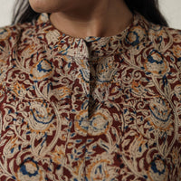 Maroon - Pedana Kalamkari Block Printed Cotton Dress 15