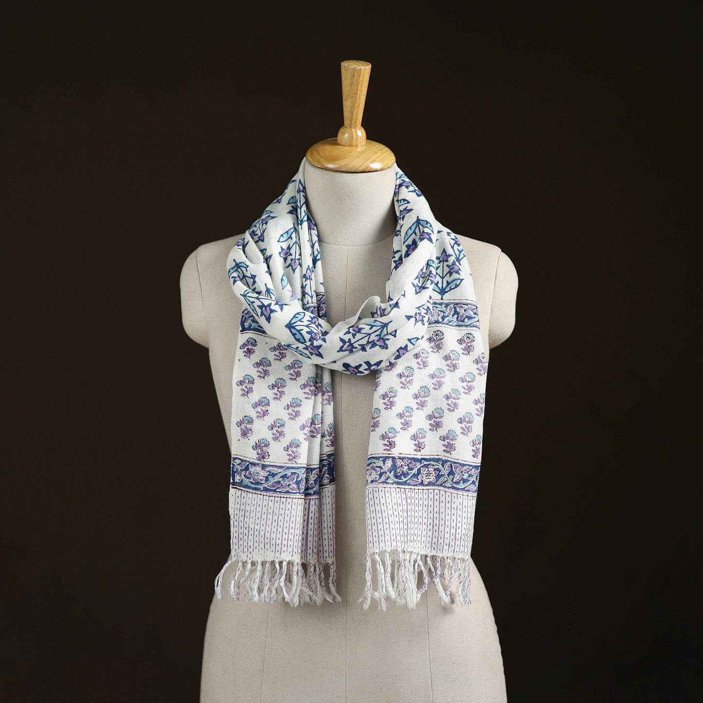 Sanganeri Hand Block Print Pure Merino Wool Handwoven Stole 04