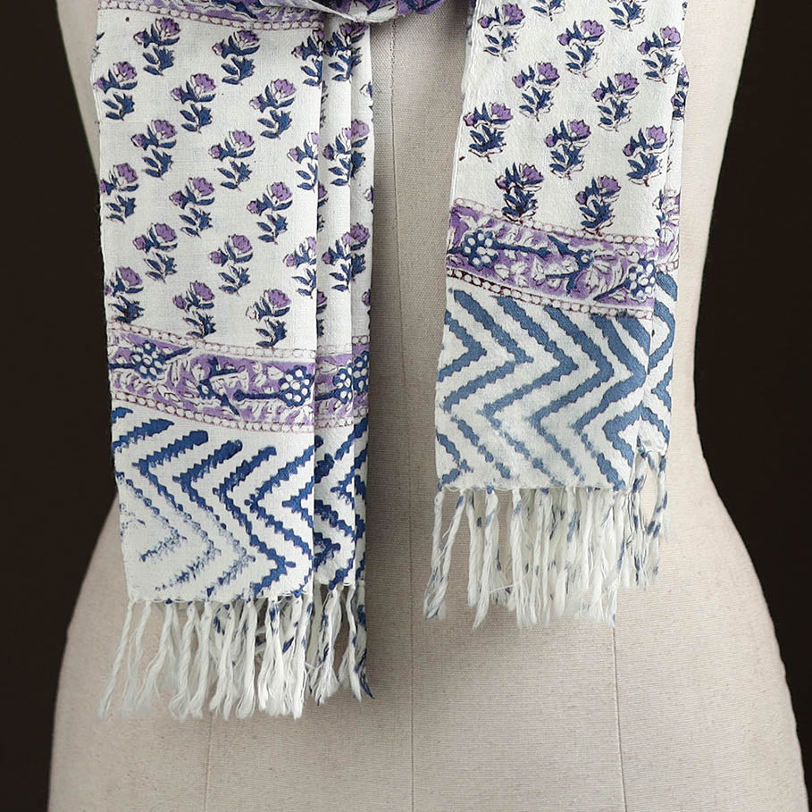 Sanganeri Hand Block Print Pure Merino Wool Handwoven Stole 06