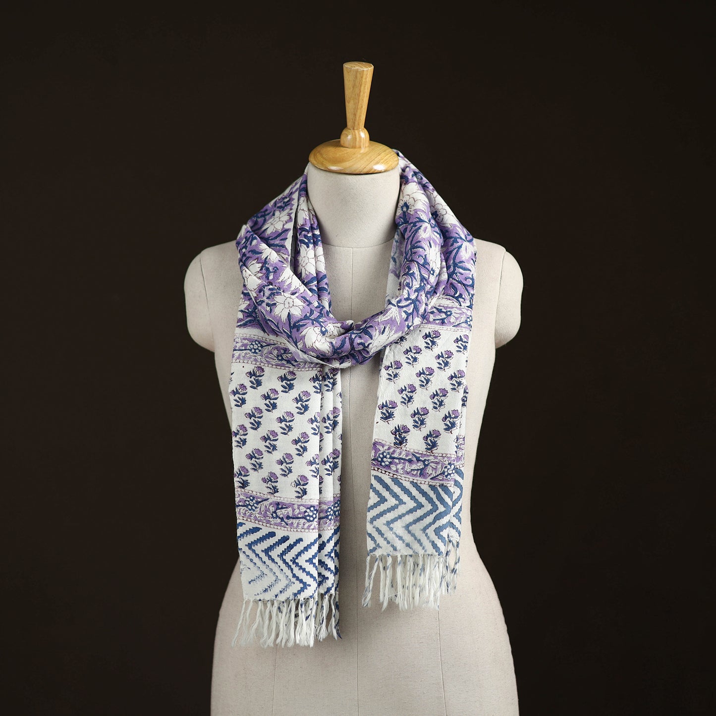 Sanganeri Hand Block Print Pure Merino Wool Handwoven Stole 06