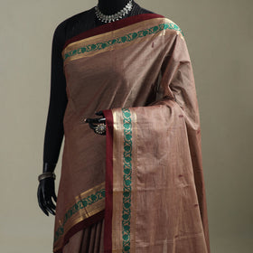 Brown - Kanchipuram Buti Cotton Saree with Border 15