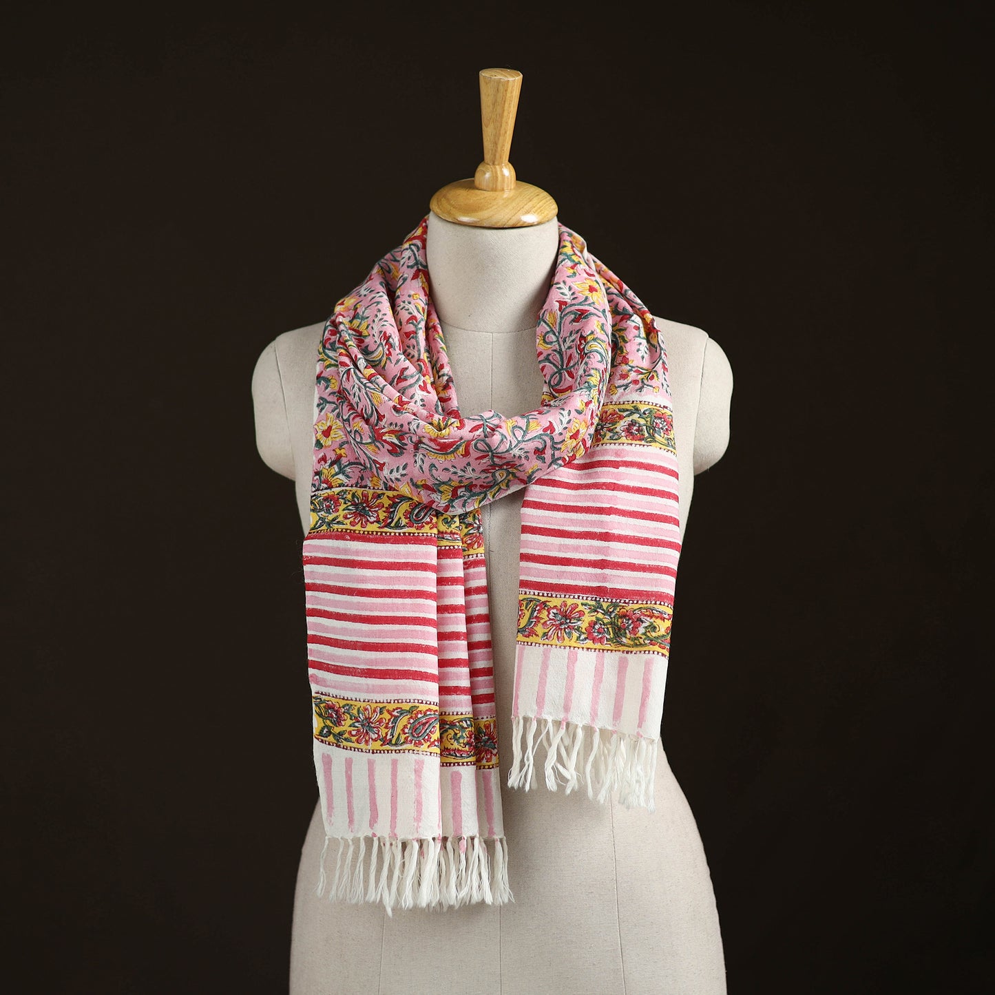 Sanganeri Hand Block Print Pure Merino Wool Handwoven Stole 08