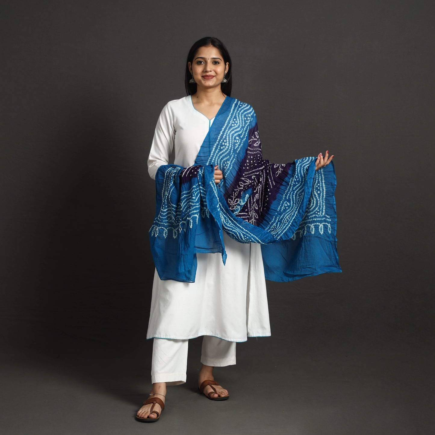 Blue - Kutch Tie-Dye Cotton Bandhani Dupatta 57