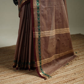 Brown - Kanchipuram Buti Cotton Saree with Border 15