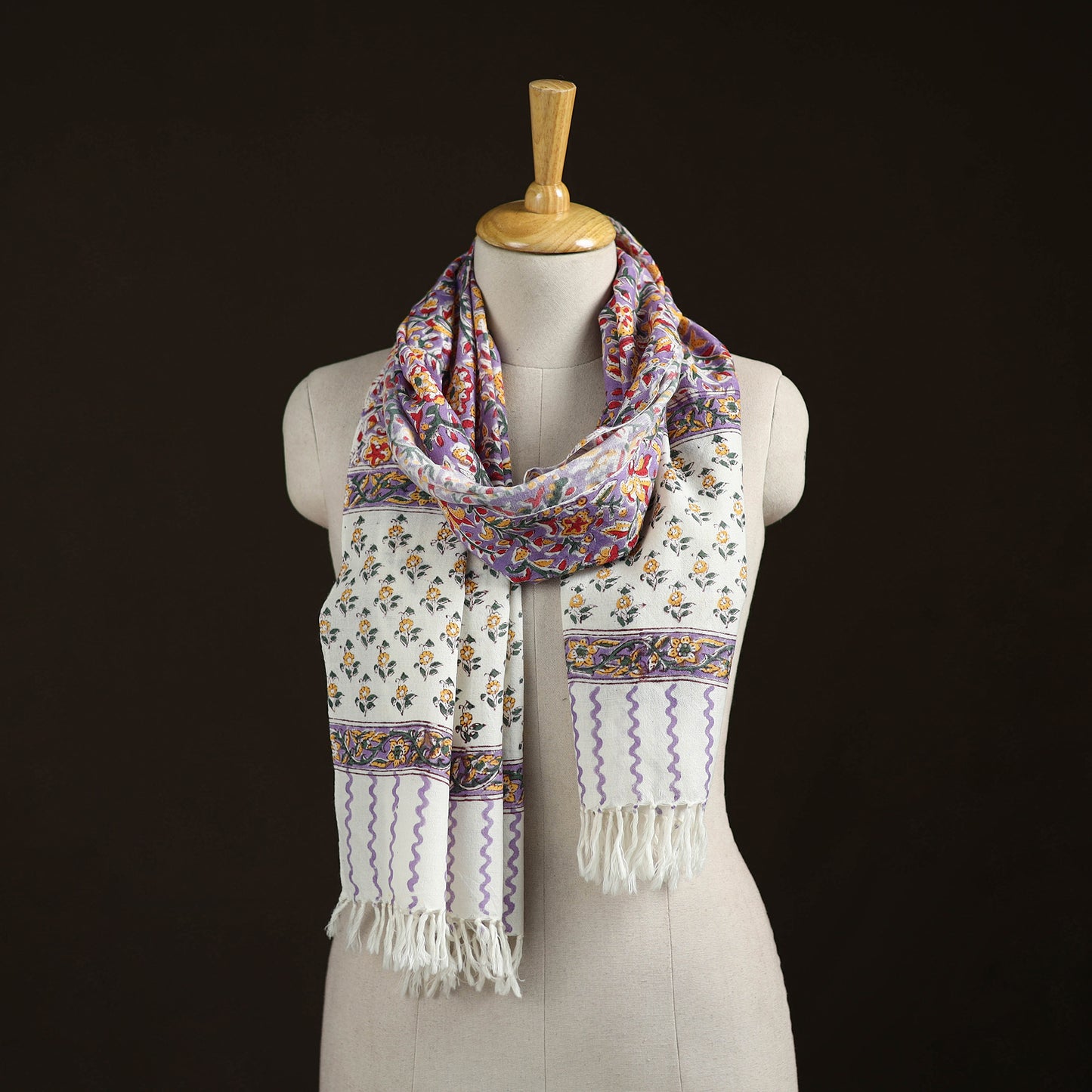 Sanganeri Hand Block Print Pure Merino Wool Handwoven Stole 09