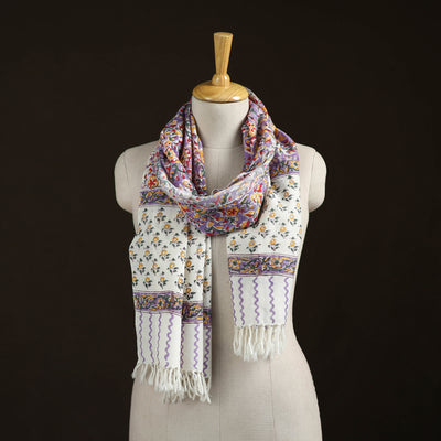 Sanganeri Hand Block Print Pure Merino Wool Handwoven Stole 09