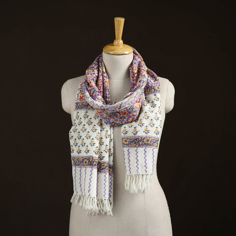 Sanganeri Hand Block Print Pure Merino Wool Handwoven Stole 09
