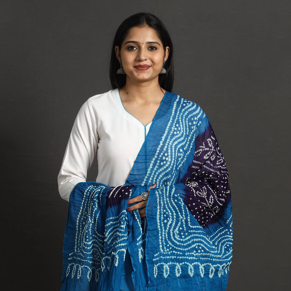 Blue - Kutch Tie-Dye Cotton Bandhani Dupatta 57