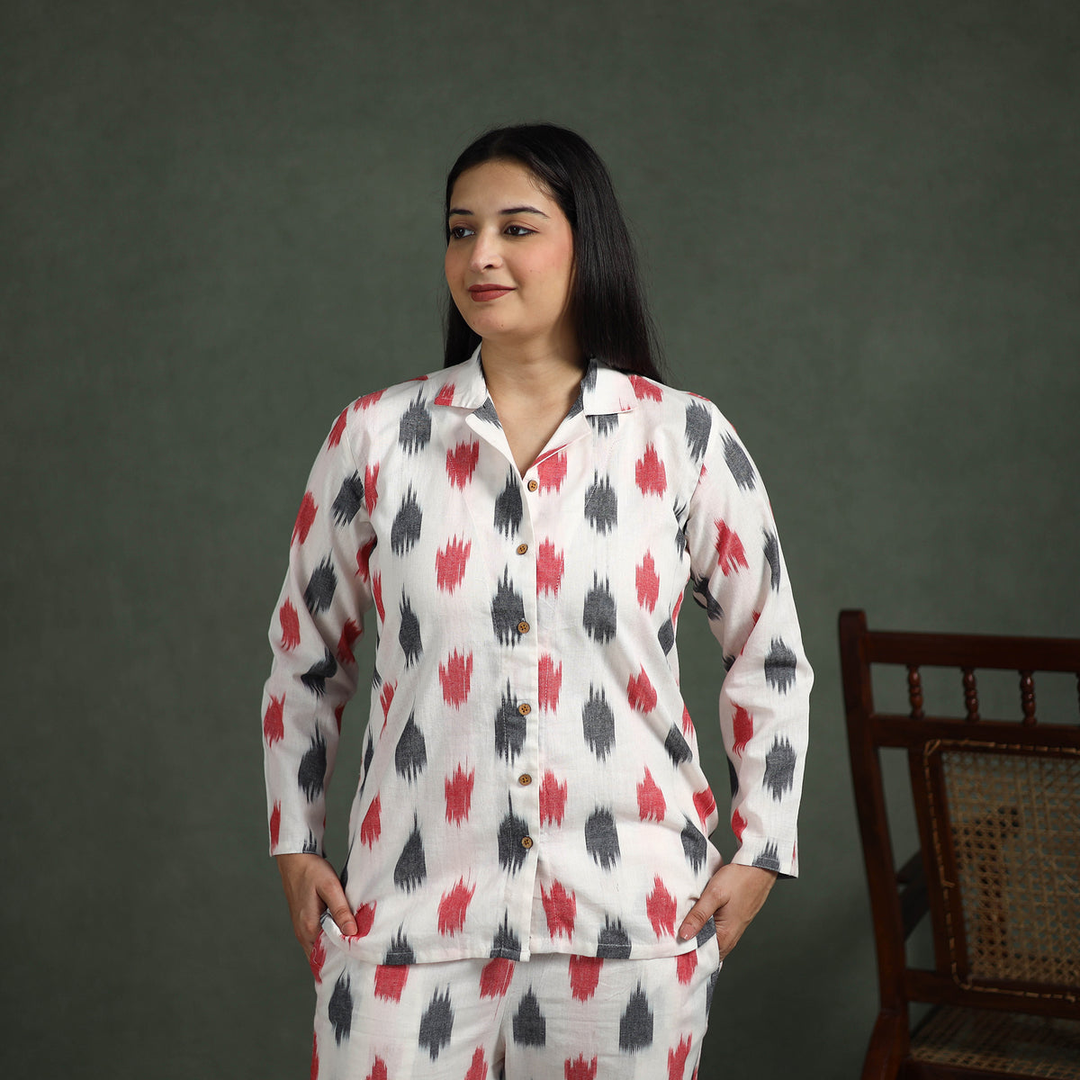 Pochampally Ikat Cotton Night Suit Set for Women 12