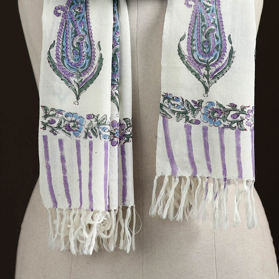 Sanganeri Hand Block Print Pure Merino Wool Handwoven Stole 10