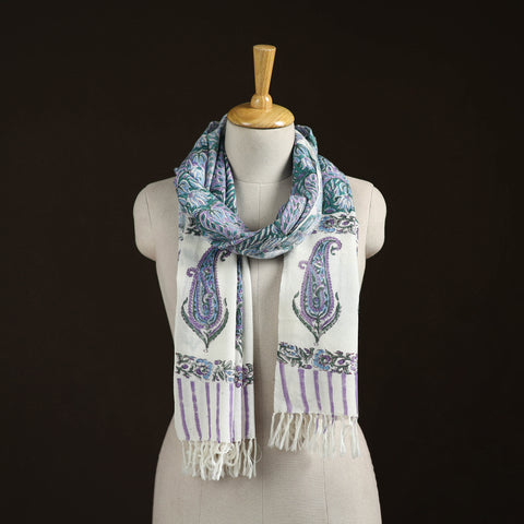 Sanganeri Hand Block Print Pure Merino Wool Handwoven Stole 10