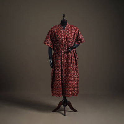 Ajrakh Hand Block Print Natural Dyed Cotton Long Kaftan 01