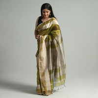 Green - Traditional Maheshwari Silk Cotton Handloom Saree with Resham Zari Border 47