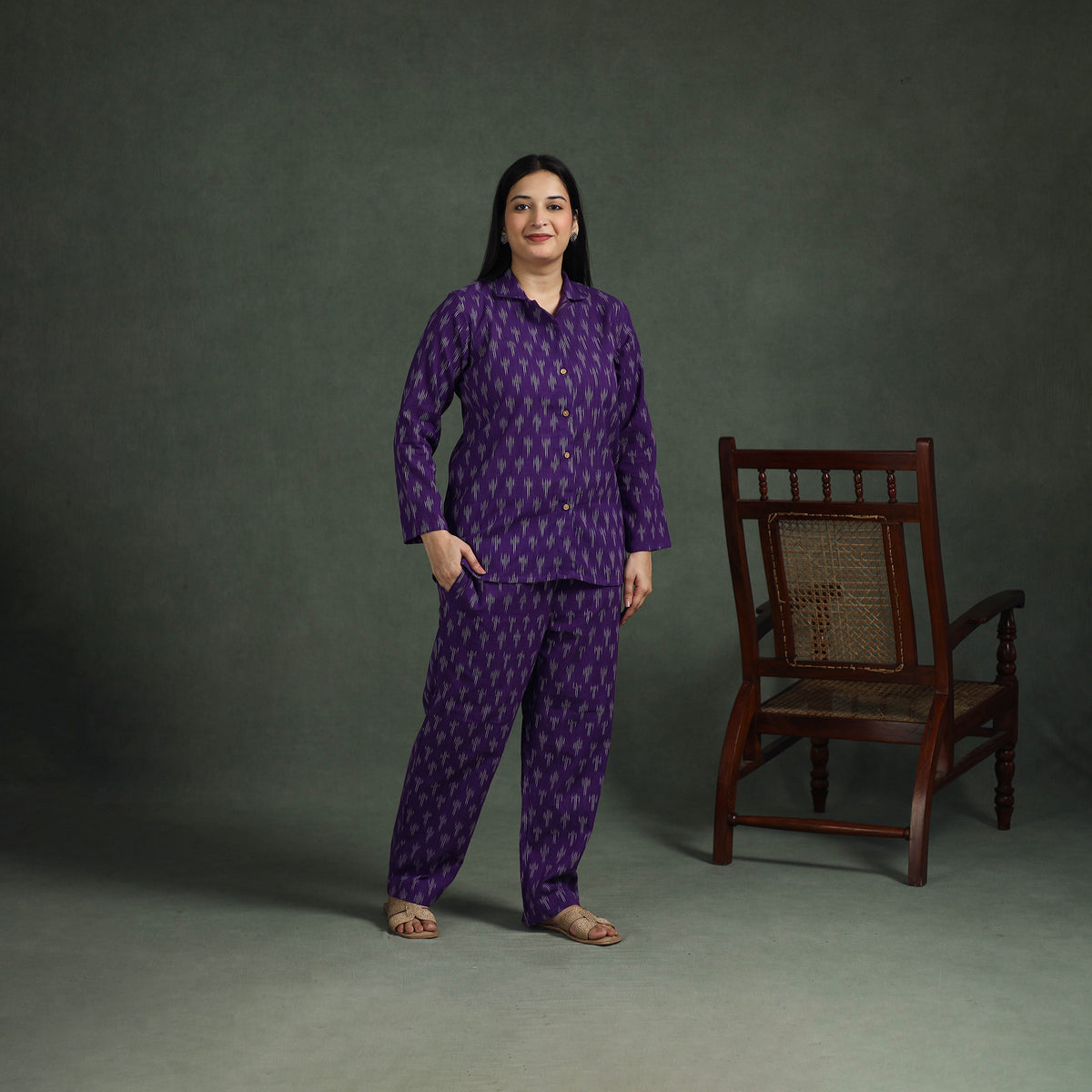Pochampally Ikat Cotton Night Suit Set for Women 11
