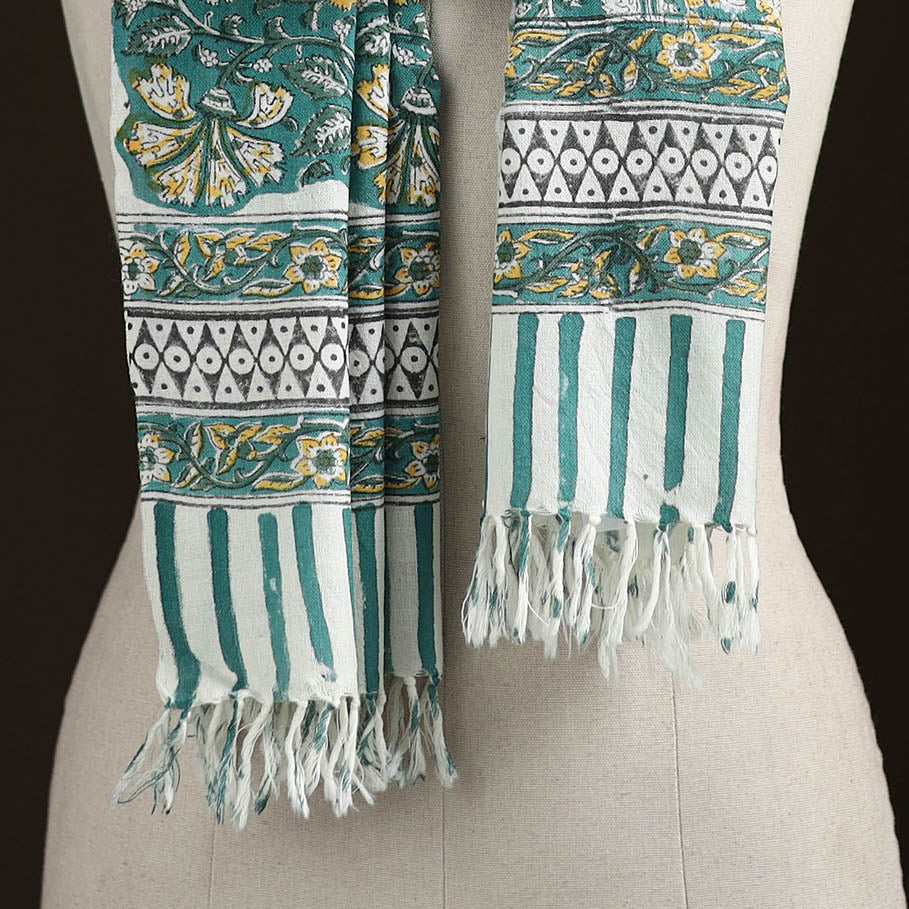 Sanganeri Hand Block Print Pure Merino Wool Handwoven Stole 12