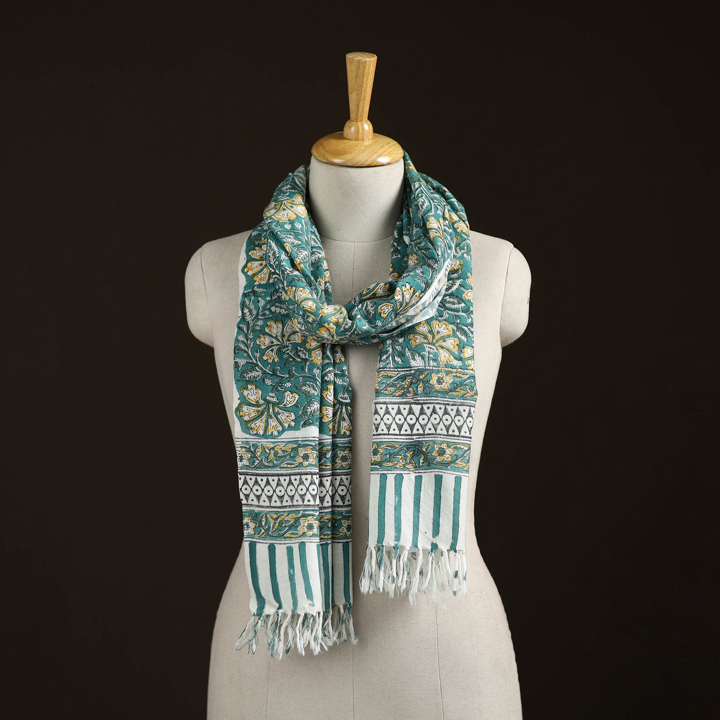 Sanganeri Hand Block Print Pure Merino Wool Handwoven Stole 12