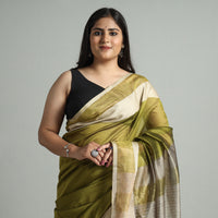 Green - Traditional Maheshwari Silk Cotton Handloom Saree with Resham Zari Border 47