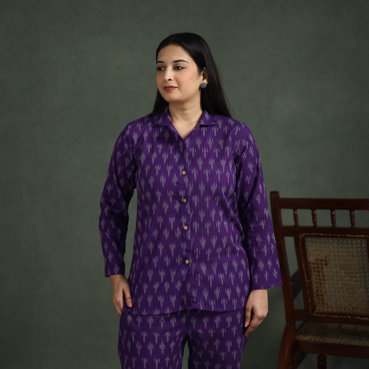 Pochampally Ikat Cotton Night Suit Set for Women 11