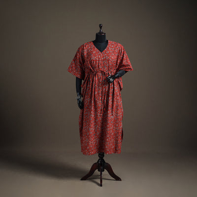 Ajrakh Hand Block Print Natural Dyed Cotton Long Kaftan 02