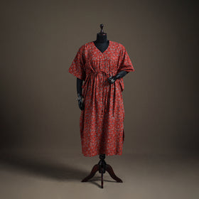 Ajrakh Hand Block Print Natural Dyed Cotton Long Kaftan 02