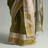 Green - Traditional Maheshwari Silk Cotton Handloom Saree with Resham Zari Border 47