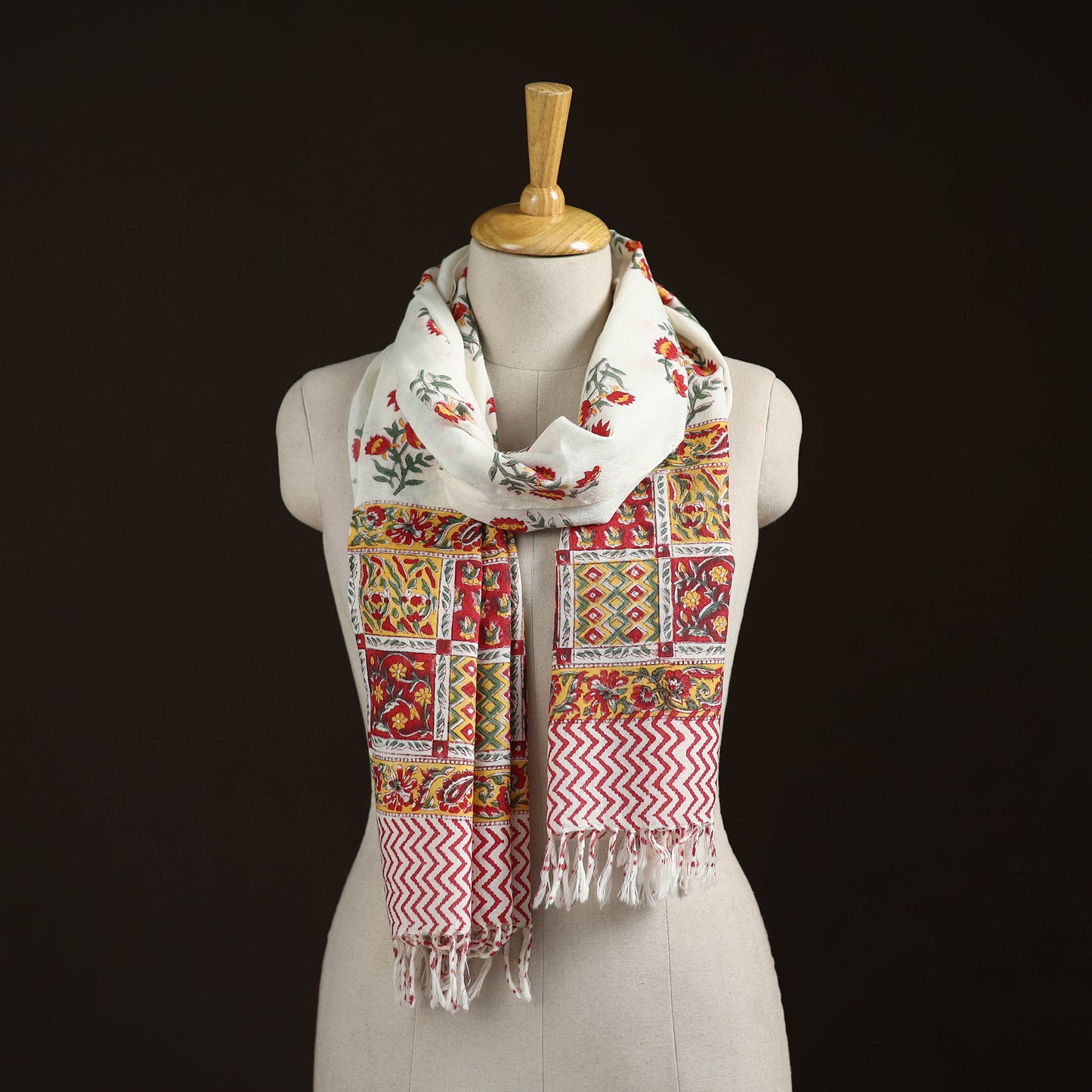 Sanganeri Hand Block Print Pure Merino Wool Handwoven Stole 14