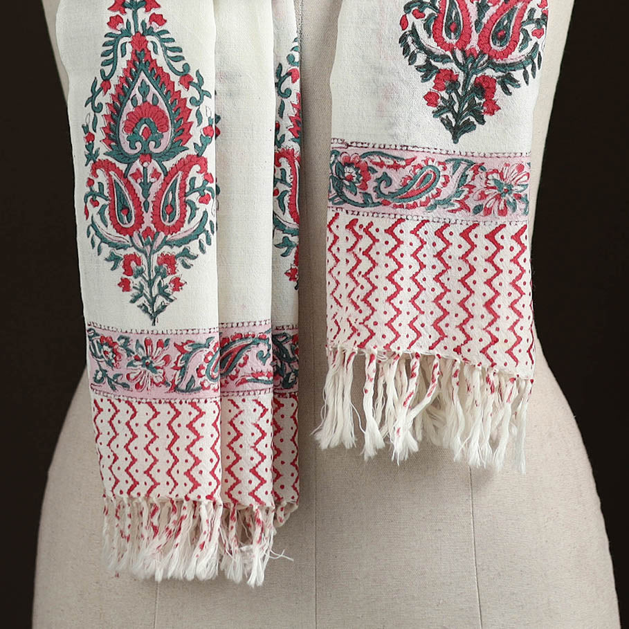 Sanganeri Hand Block Print Pure Merino Wool Handwoven Stole 15