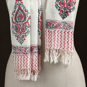 Sanganeri Hand Block Print Pure Merino Wool Handwoven Stole 15
